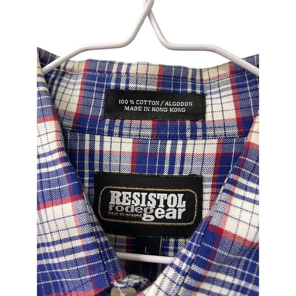 Resistol Rodeo Gear Men’s Button Down Cowboy Plaid Long Sleeve Shirt Large Size - Picture 2 of 5